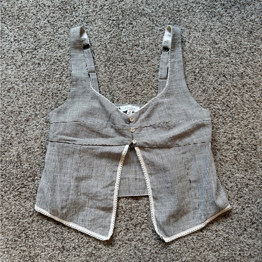 Striped Black and Cream Women's Tank Top